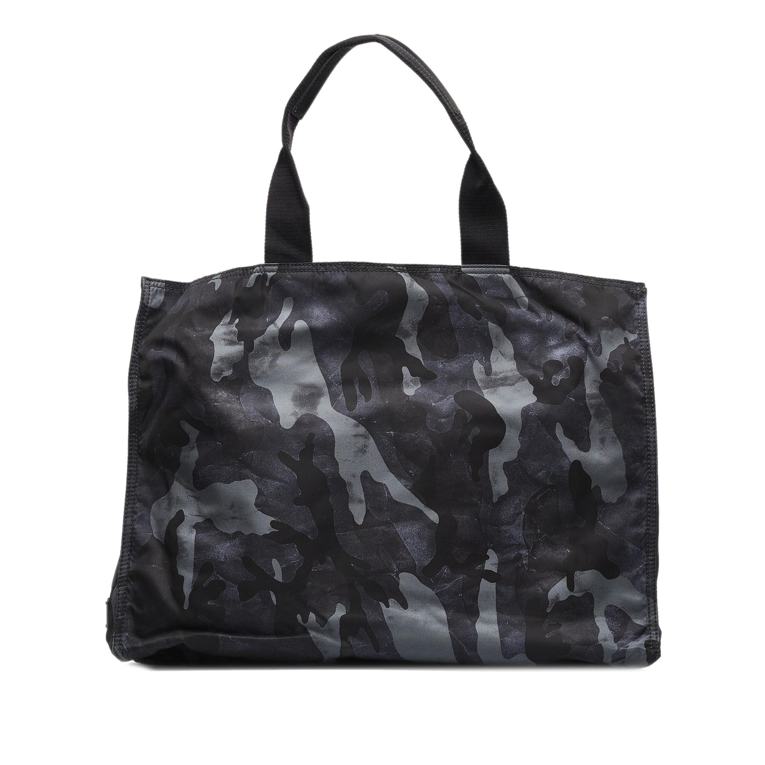 Prada Black Camouflage Tessuto Nylon Tote Bag