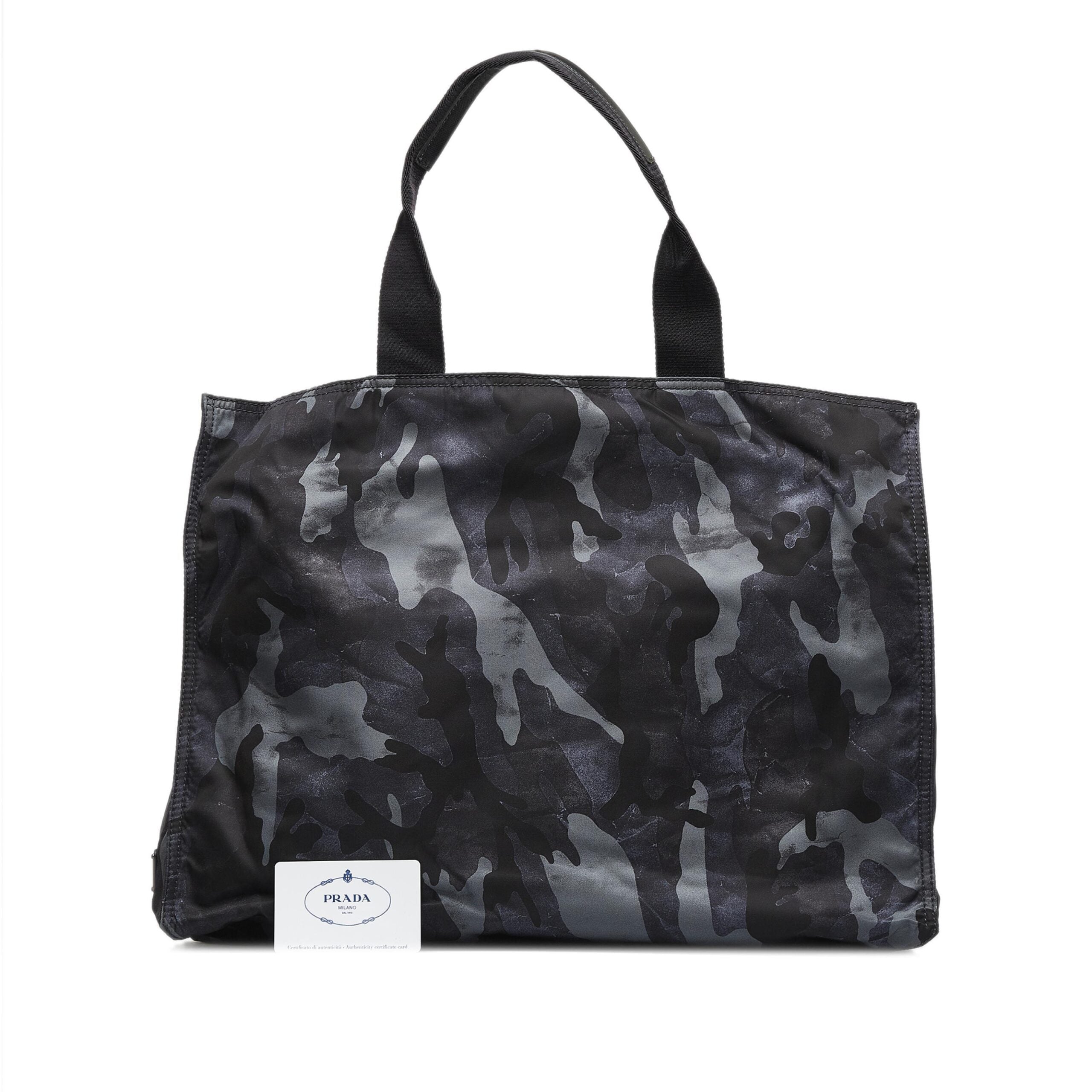 Prada Black Camouflage Tessuto Nylon Tote Bag