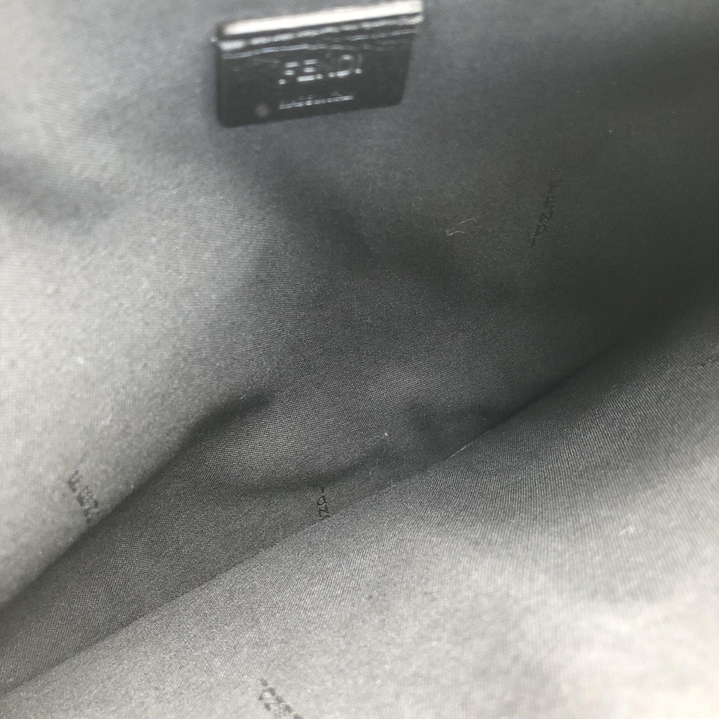 Fendi Moss Green Leather Clutch With Logo