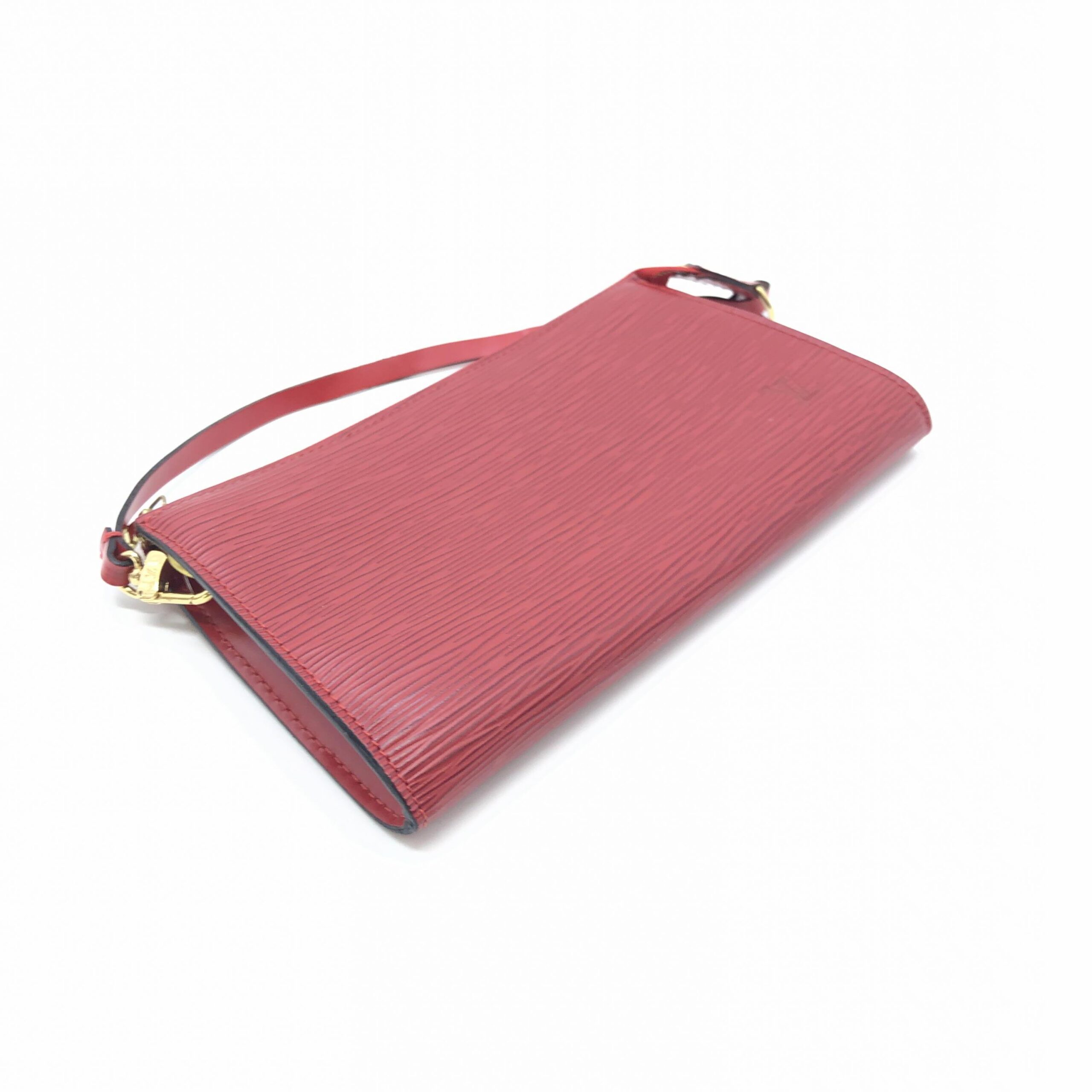 Louis Vuitton Red Leather Pochette Accessory Bag