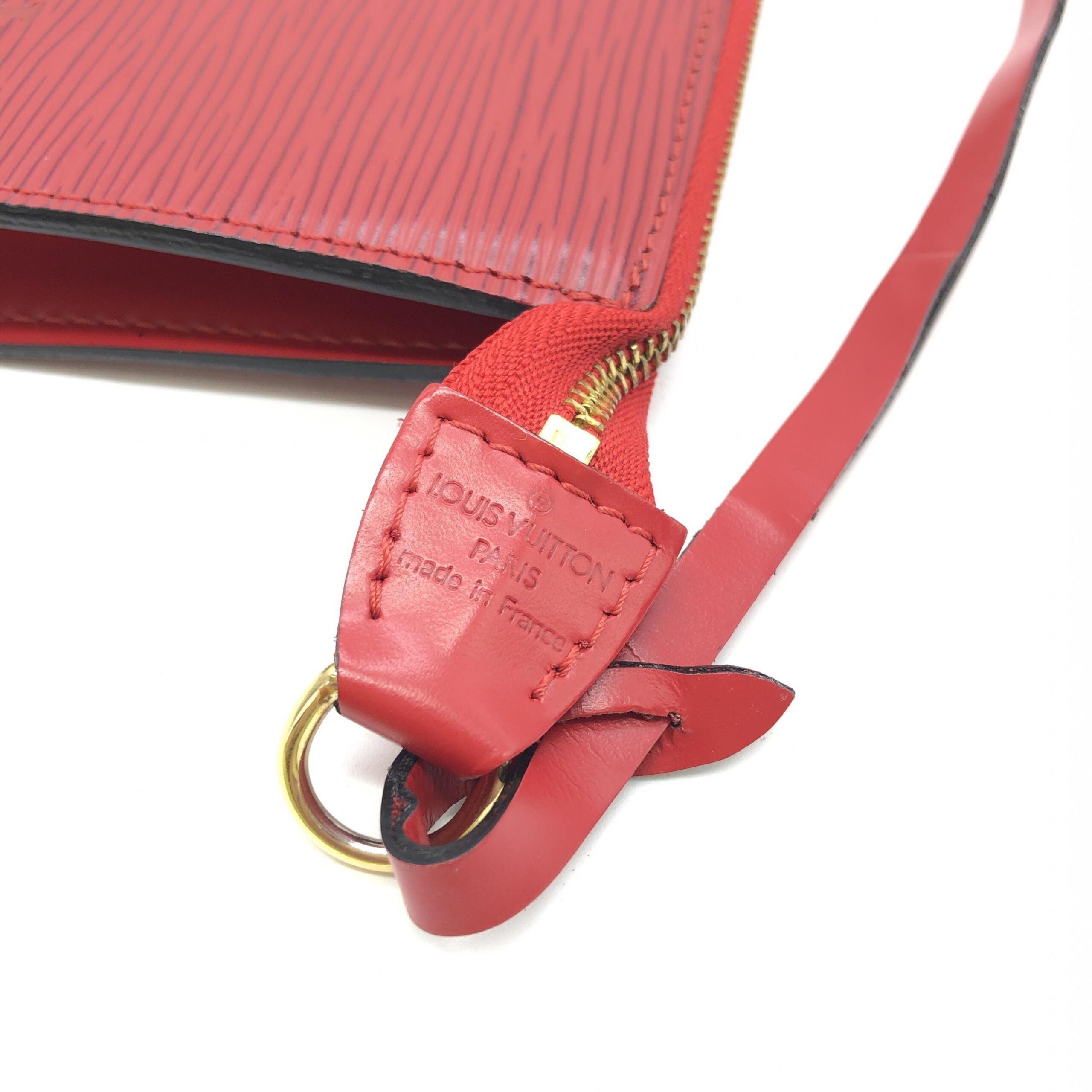 Louis Vuitton Red Leather Pochette Accessory Bag