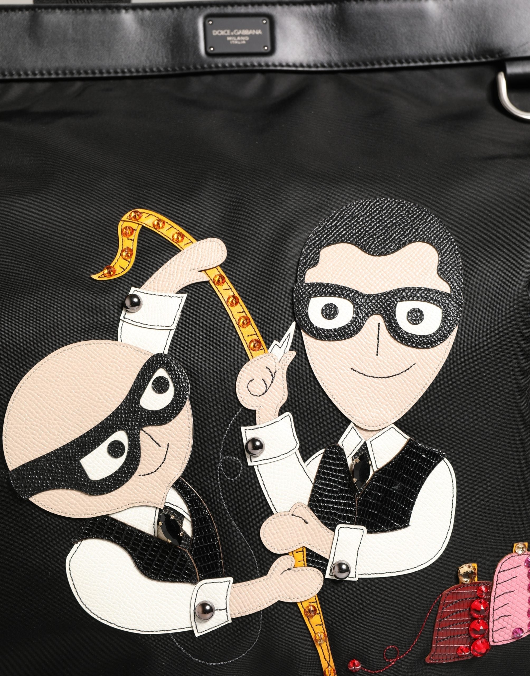 Dolce & Gabbana Black Leather #DGFamily Patch Shopping Tote Borse Bag