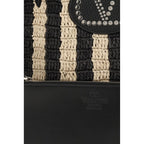 Valentino Garavani Black Raffia Backet Bag