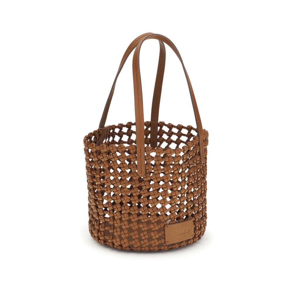 Staud Brown Calf Leather Bos Taurus Backet Bag