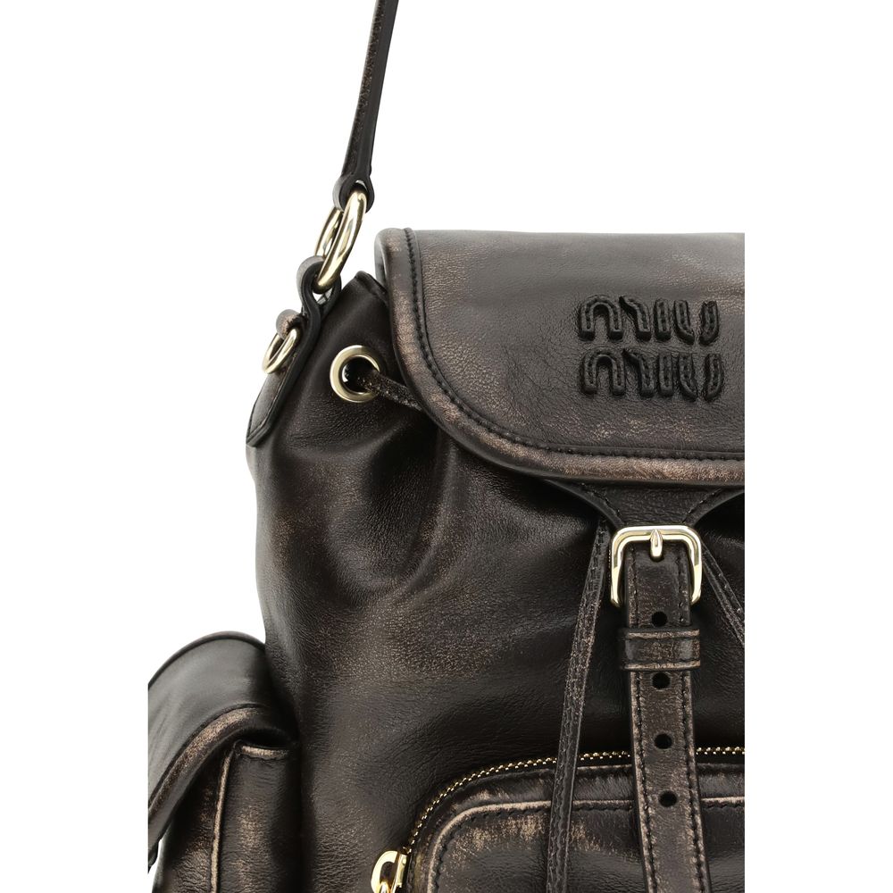 Miu Miu Brown Calf Leather Bos Taurus Backpack