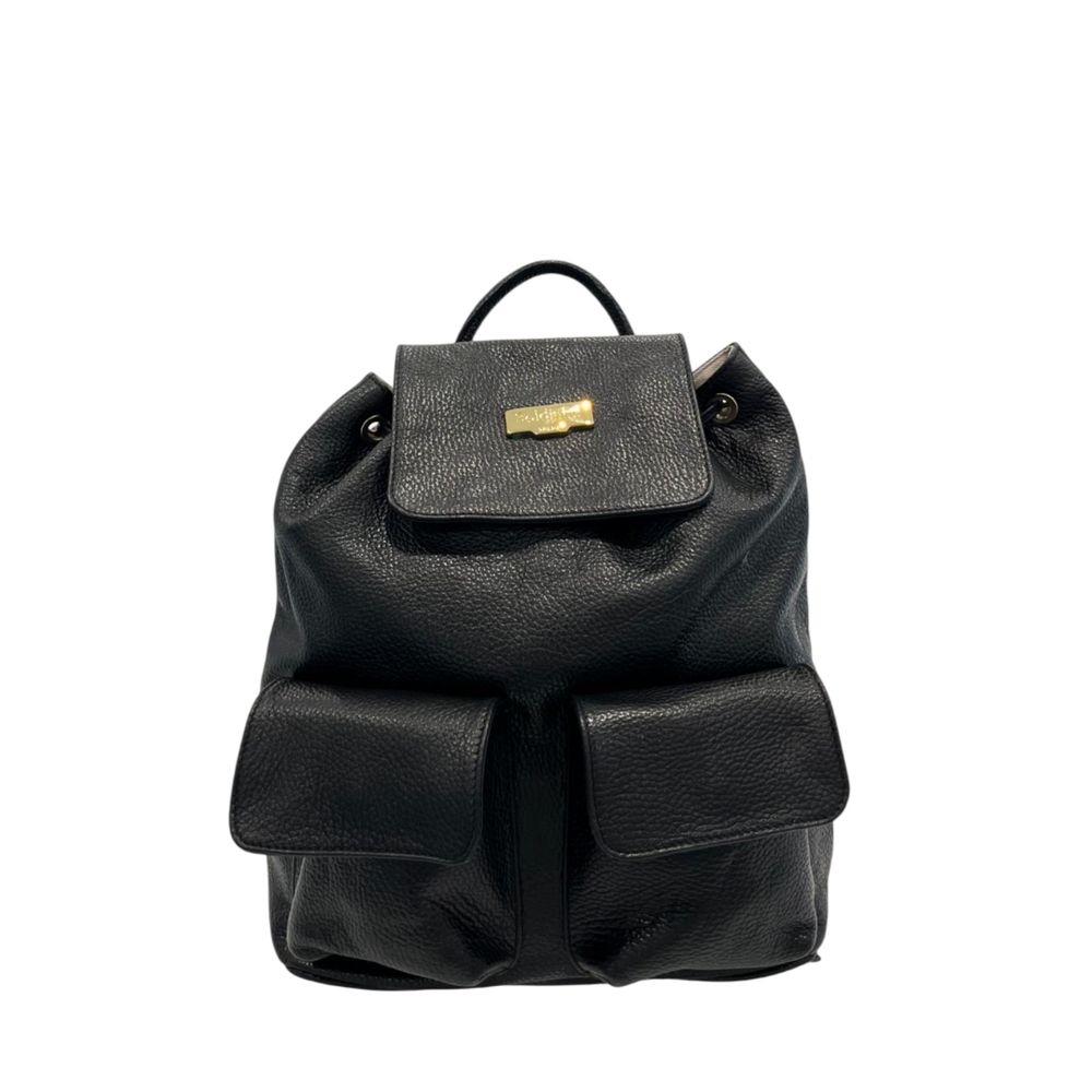 Baldinini Trend Black Leather Women Backpack