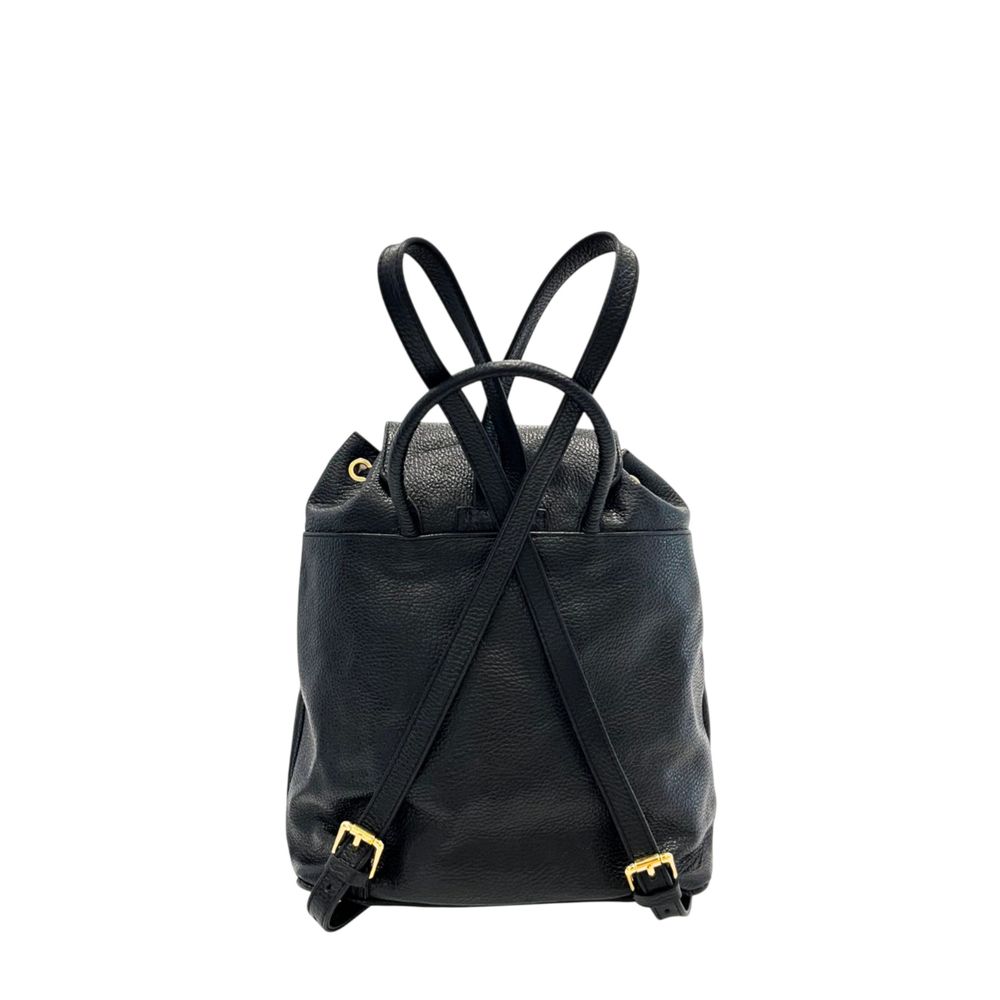 Baldinini Trend Black Leather Women Backpack
