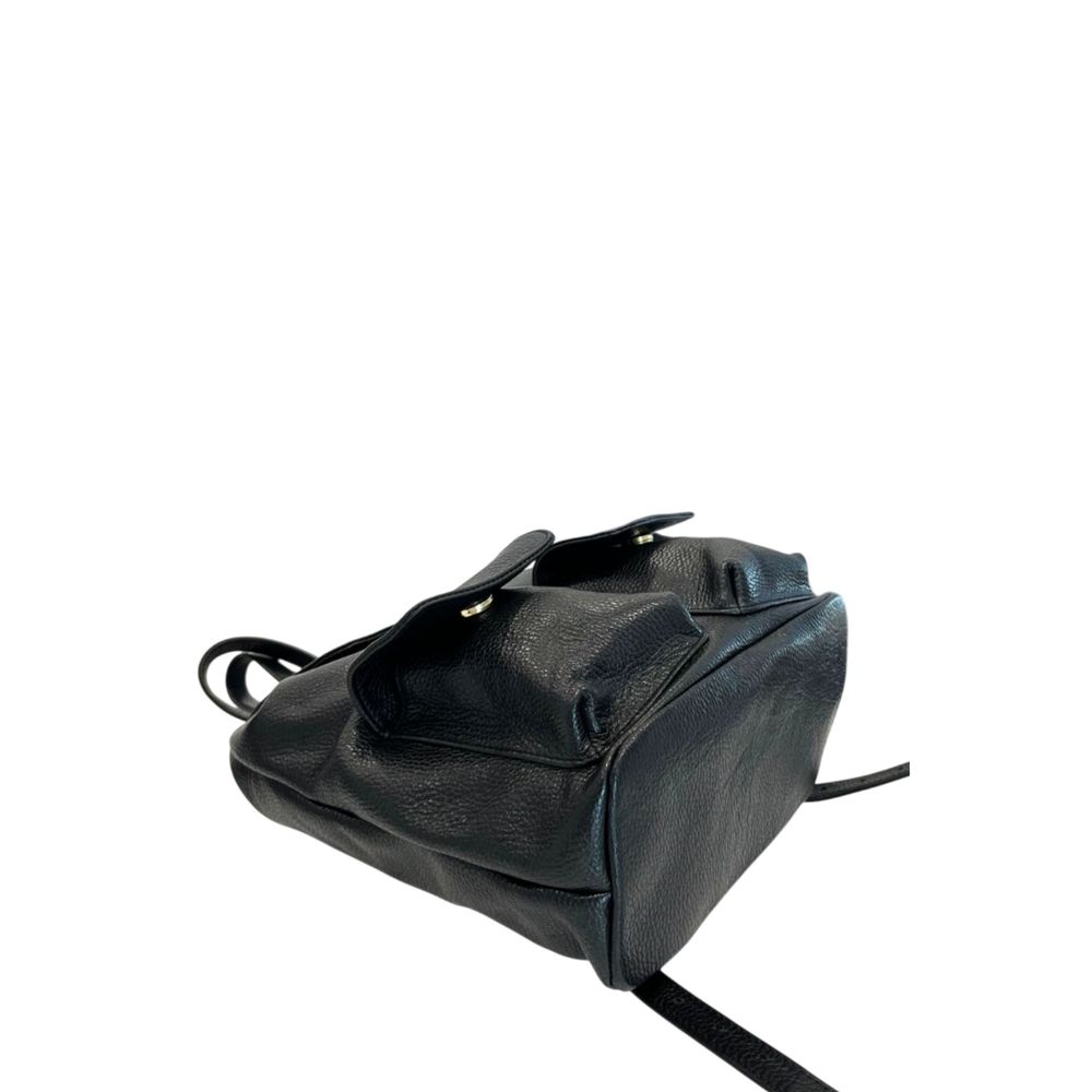 Baldinini Trend Black Leather Women Backpack