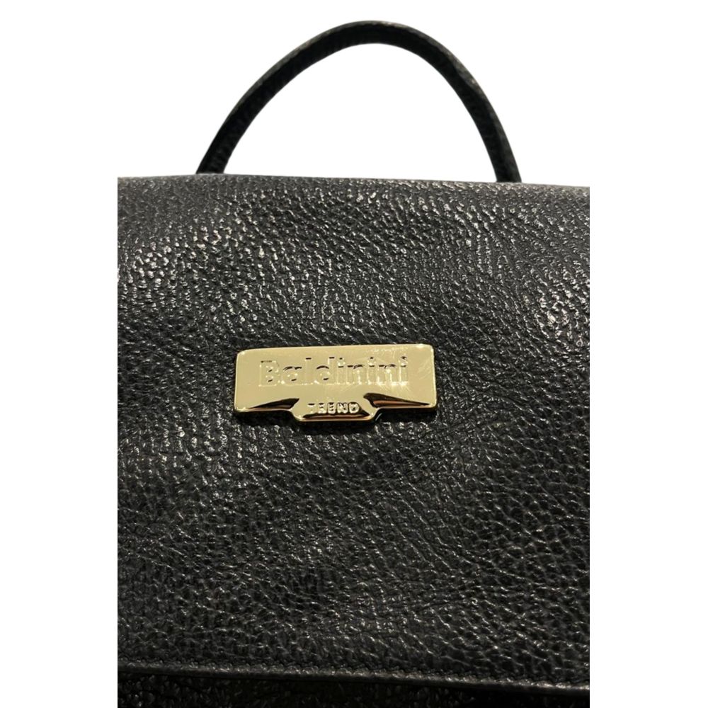 Baldinini Trend Black Leather Women Backpack