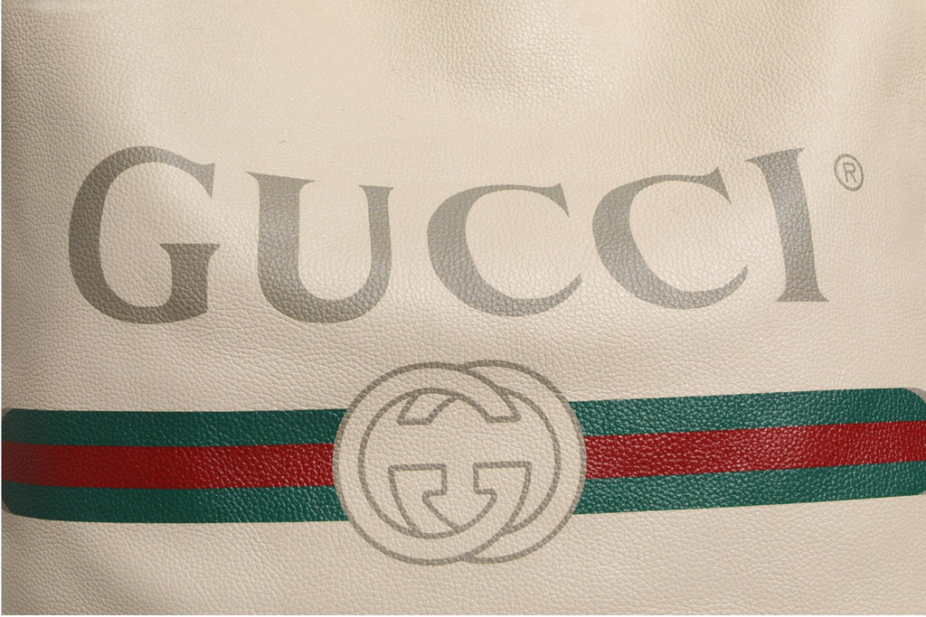 Gucci White Web Sherry Logo Print Tote Bag