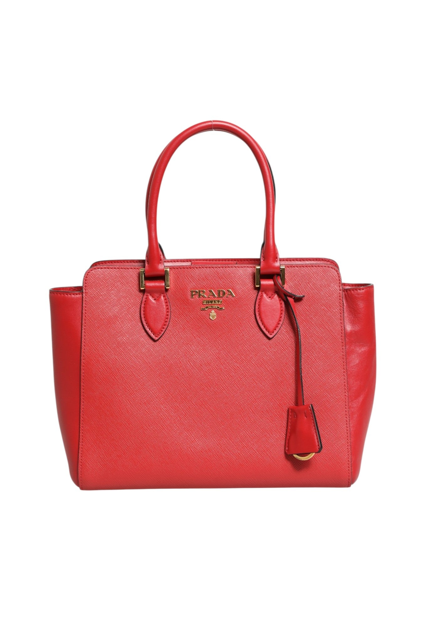 Prada Red Saffiano Lux and Soft Leather Small Tote
