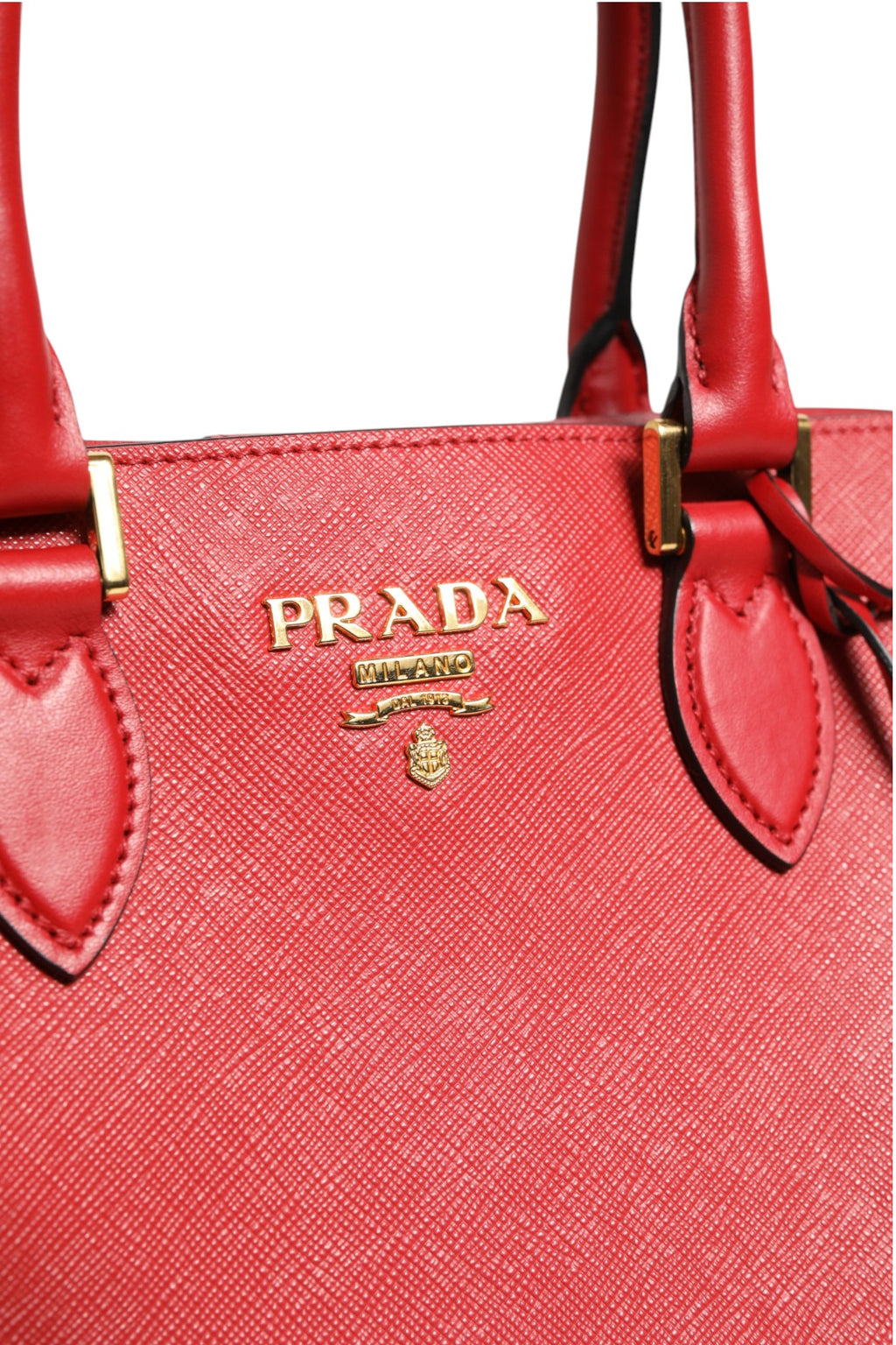 Prada Red Saffiano Lux and Soft Leather Small Tote