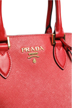 Prada Red Saffiano Lux and Soft Leather Small Tote