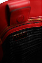 Prada Red Saffiano Lux and Soft Leather Small Tote