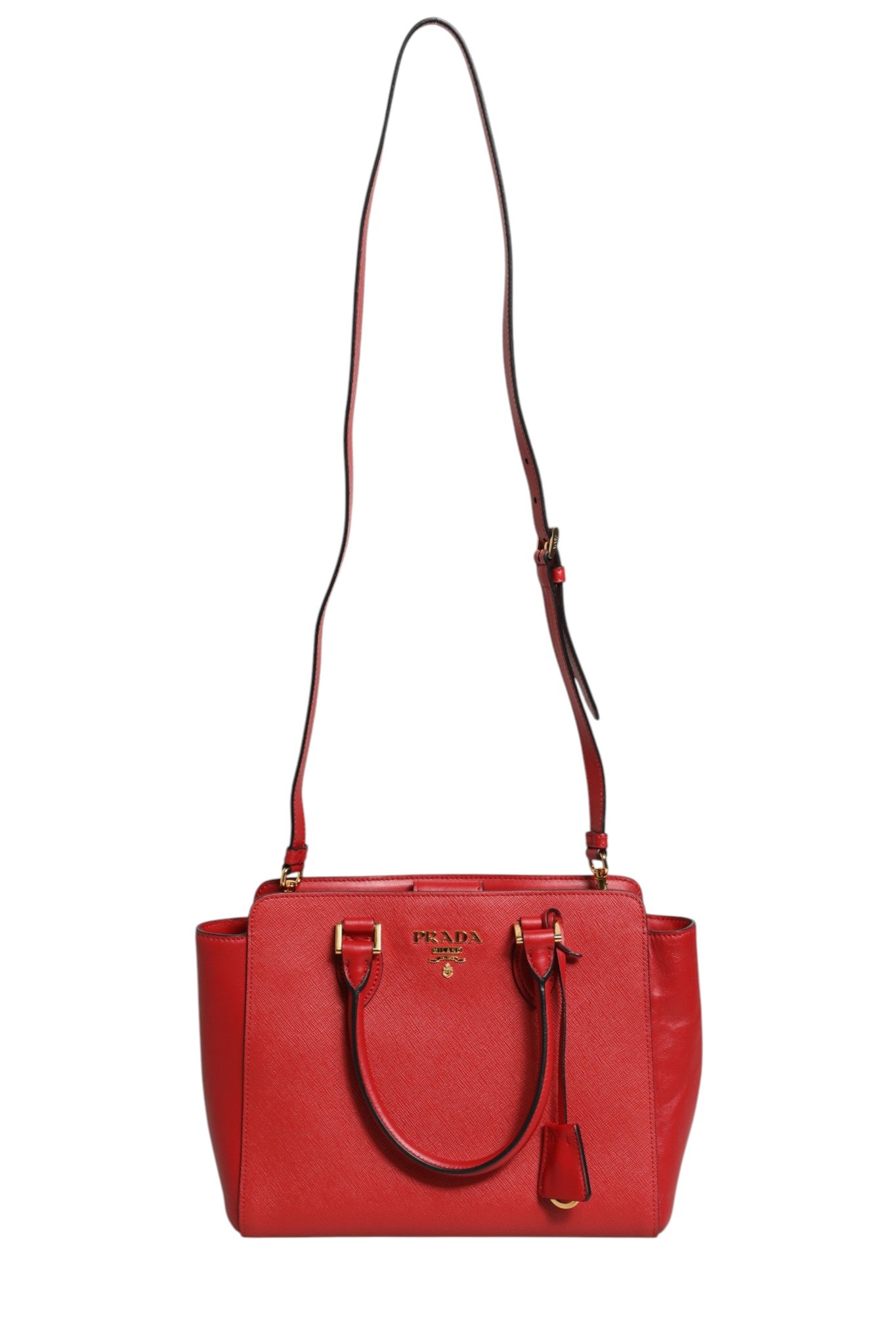 Prada Red Saffiano Lux and Soft Leather Small Tote