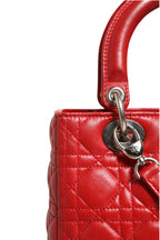 Christian Dior Red Cannage Lambskin Leather Lady Dior Bag