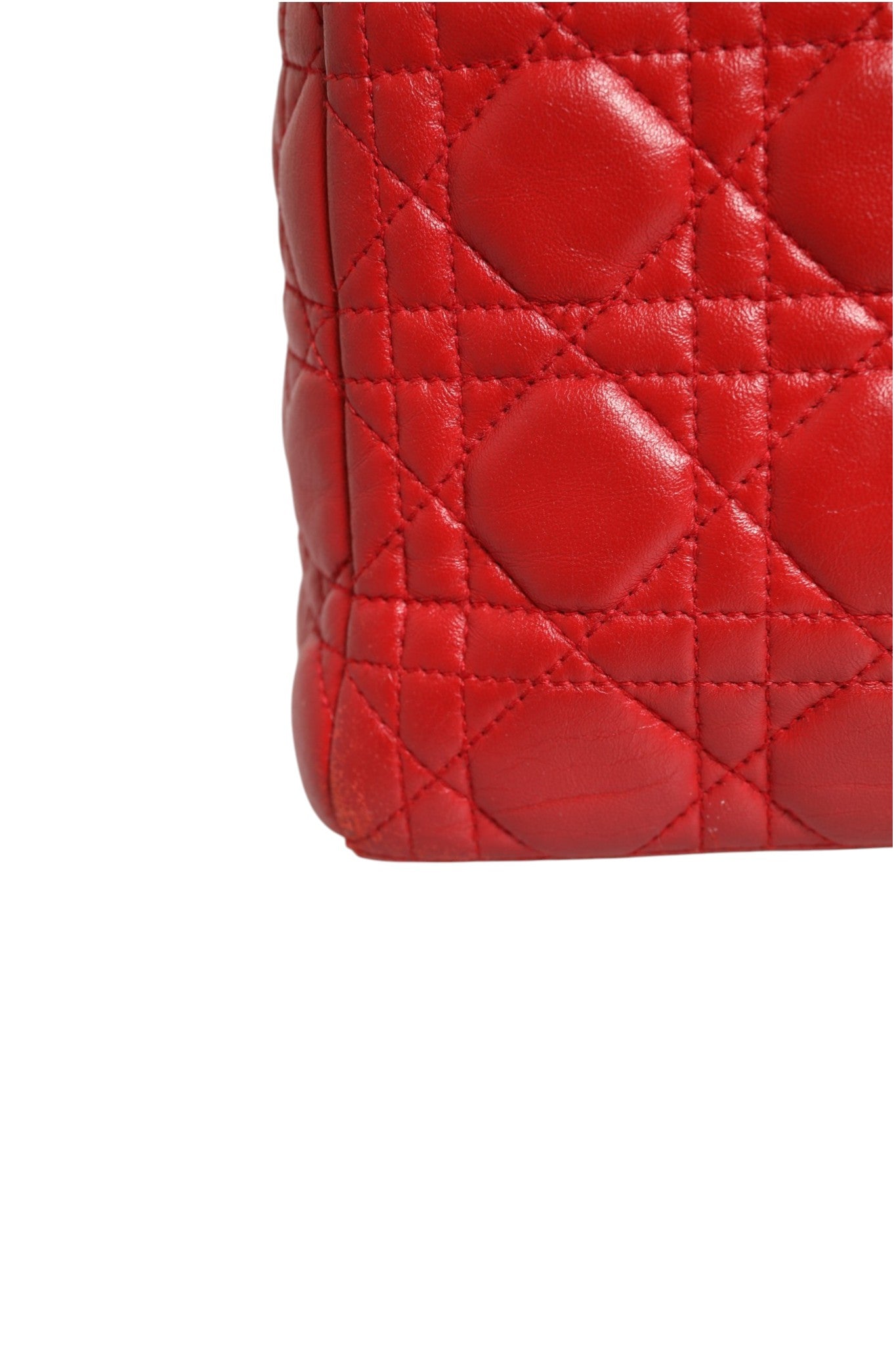 Christian Dior Red Cannage Lambskin Leather Lady Dior Bag