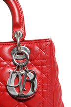 Christian Dior Red Cannage Lambskin Leather Lady Dior Bag