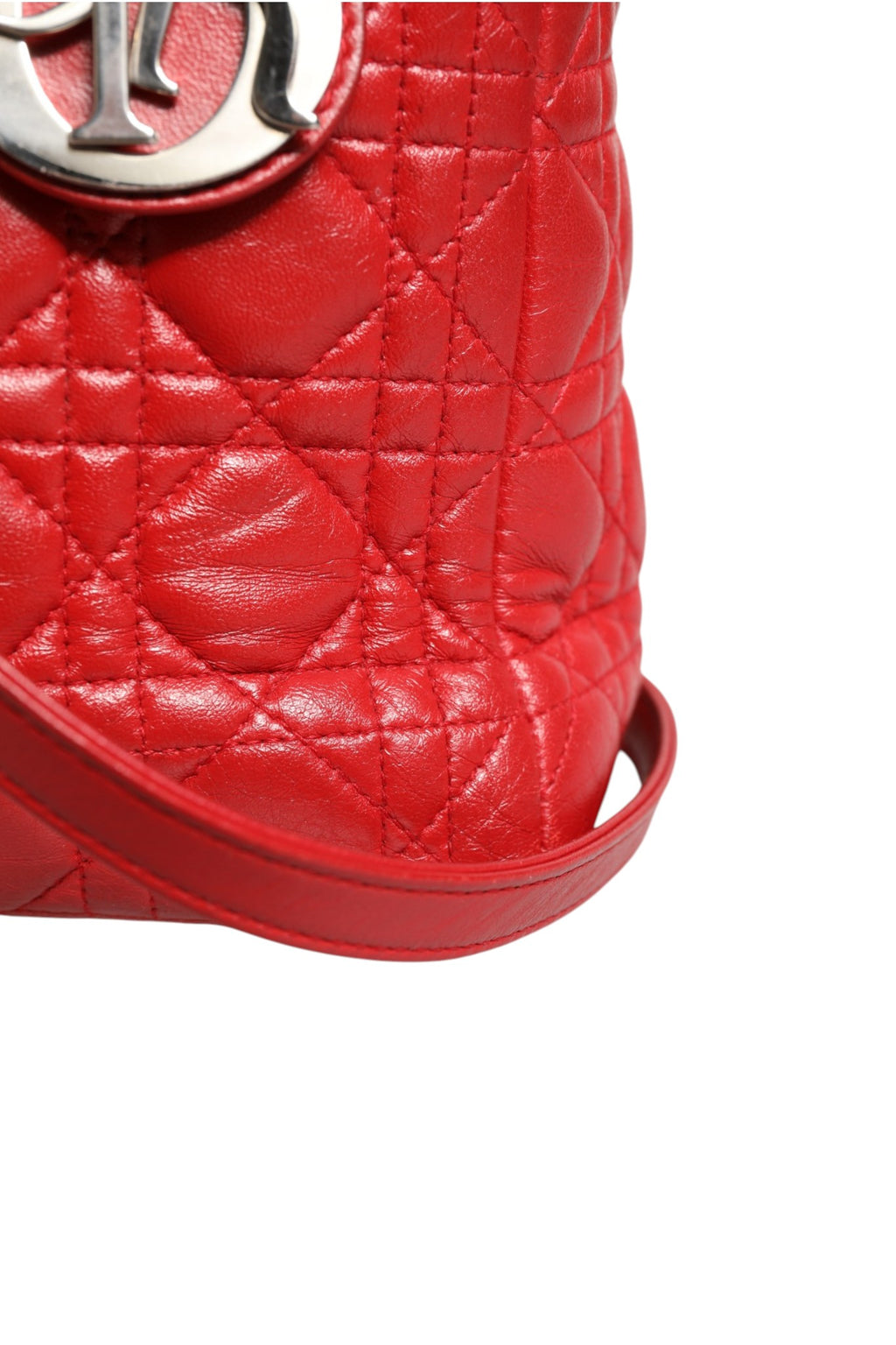 Christian Dior Red Cannage Lambskin Leather Lady Dior Bag