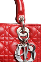 Christian Dior Red Cannage Lambskin Leather Lady Dior Bag