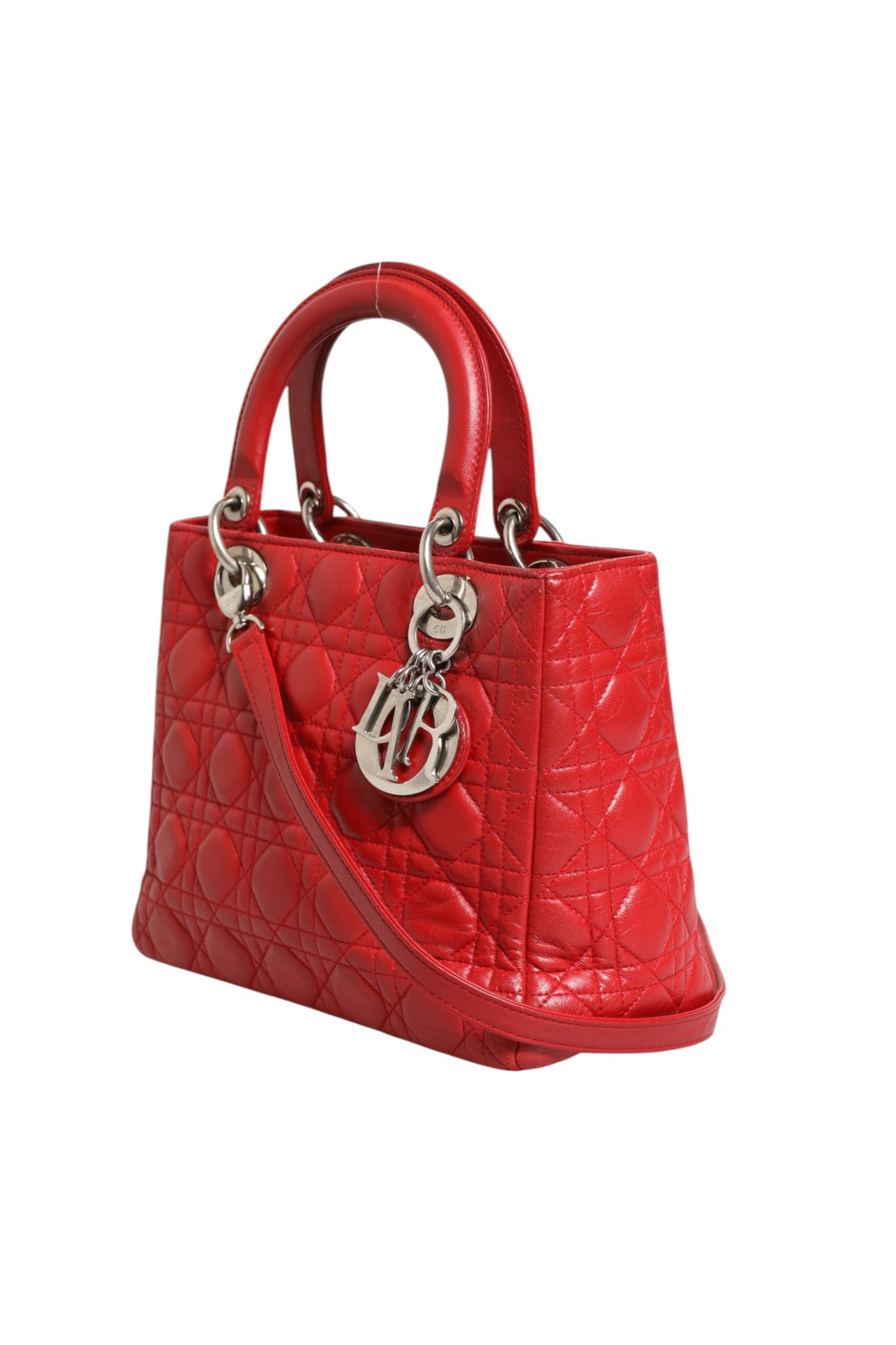 Christian Dior Red Cannage Lambskin Leather Lady Dior Bag