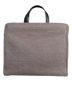 Dolce & Gabbana Grey Alpaca Wool Logo Plaque Tote Shoulder Bag