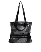 Dolce & Gabbana Gray Camo Cotton Multiple Compartments Tote Bag