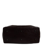 Dolce & Gabbana Beige Maroon Velvet Leather Jacquard Travel Handbag Bag