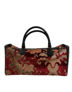Dolce & Gabbana Multicolor Leather Brocade Velvet Travel Duffle Tote Bag