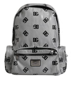Dolce & Gabbana Polyester Gray Black DG Logo Plaque Backpack Bag