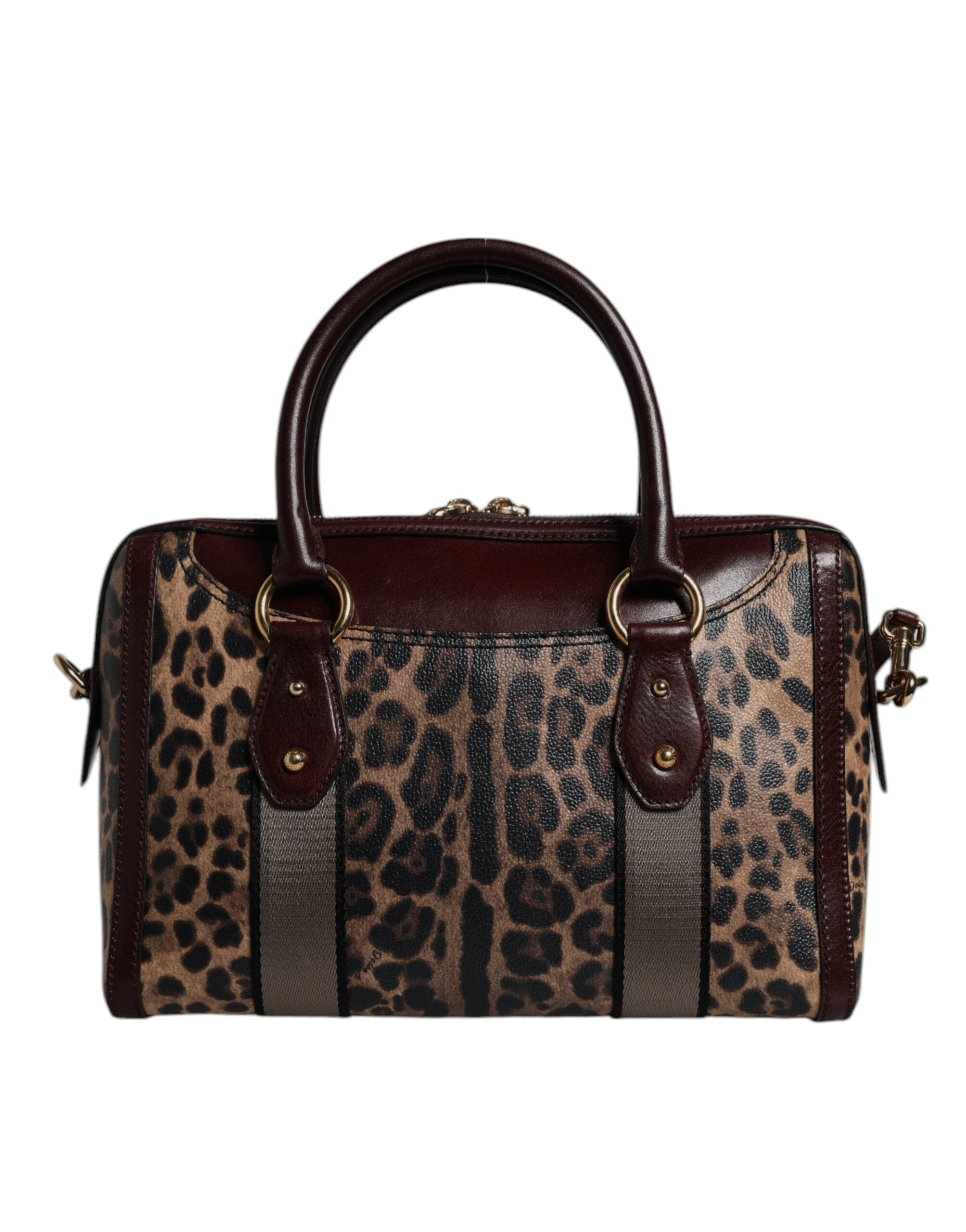 Dolce & Gabbana Brown Leopard Leather Shoulder Strap Duffle Bag