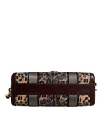 Dolce & Gabbana Brown Leopard Leather Shoulder Strap Duffle Bag