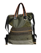 Dolce & Gabbana Military Green Patchwork Rucksack Backpack Bag