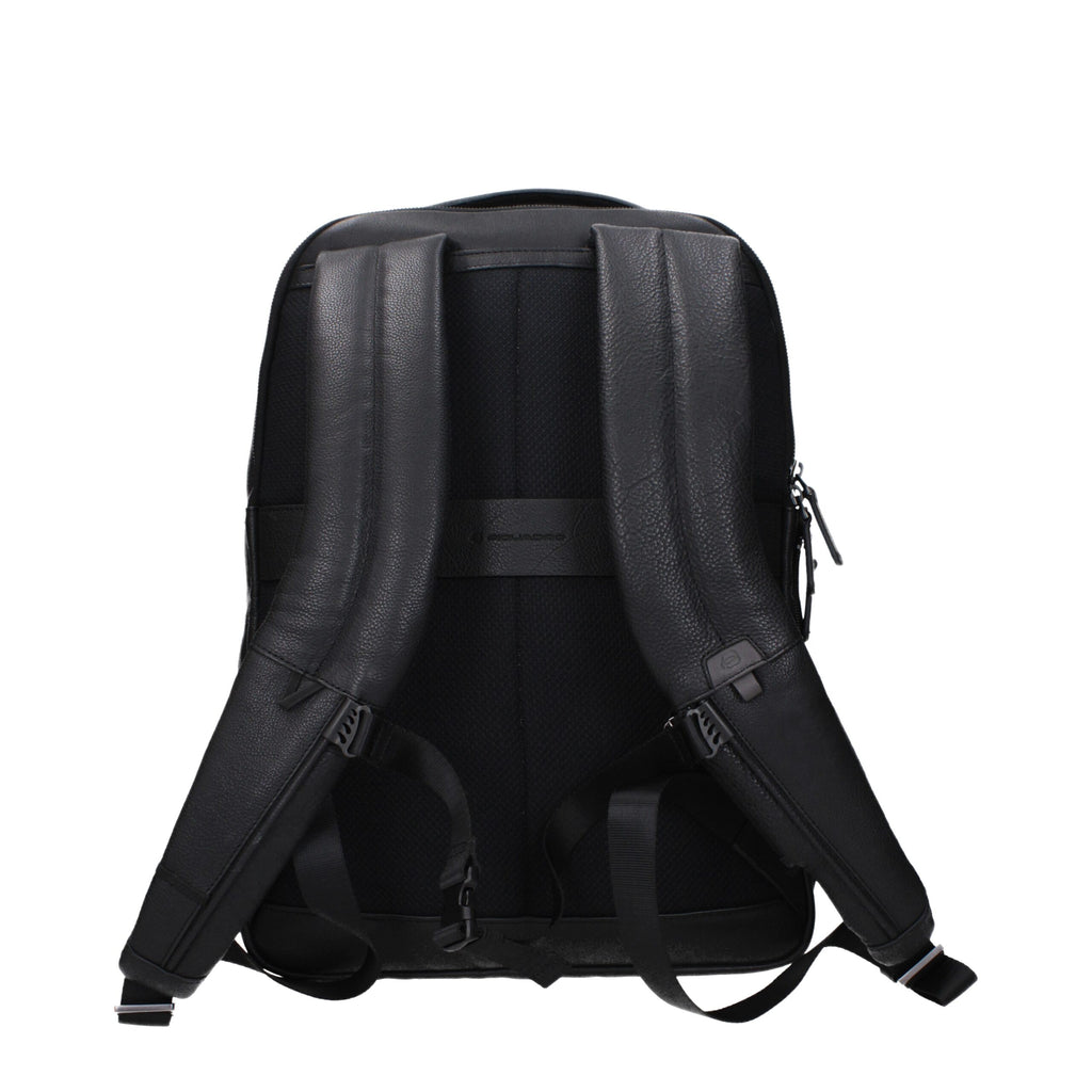 Piquadro Black Leather Backpack