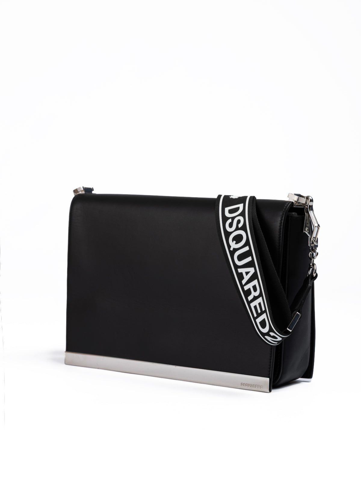 Dsquared² Black Leather Messenger Bag