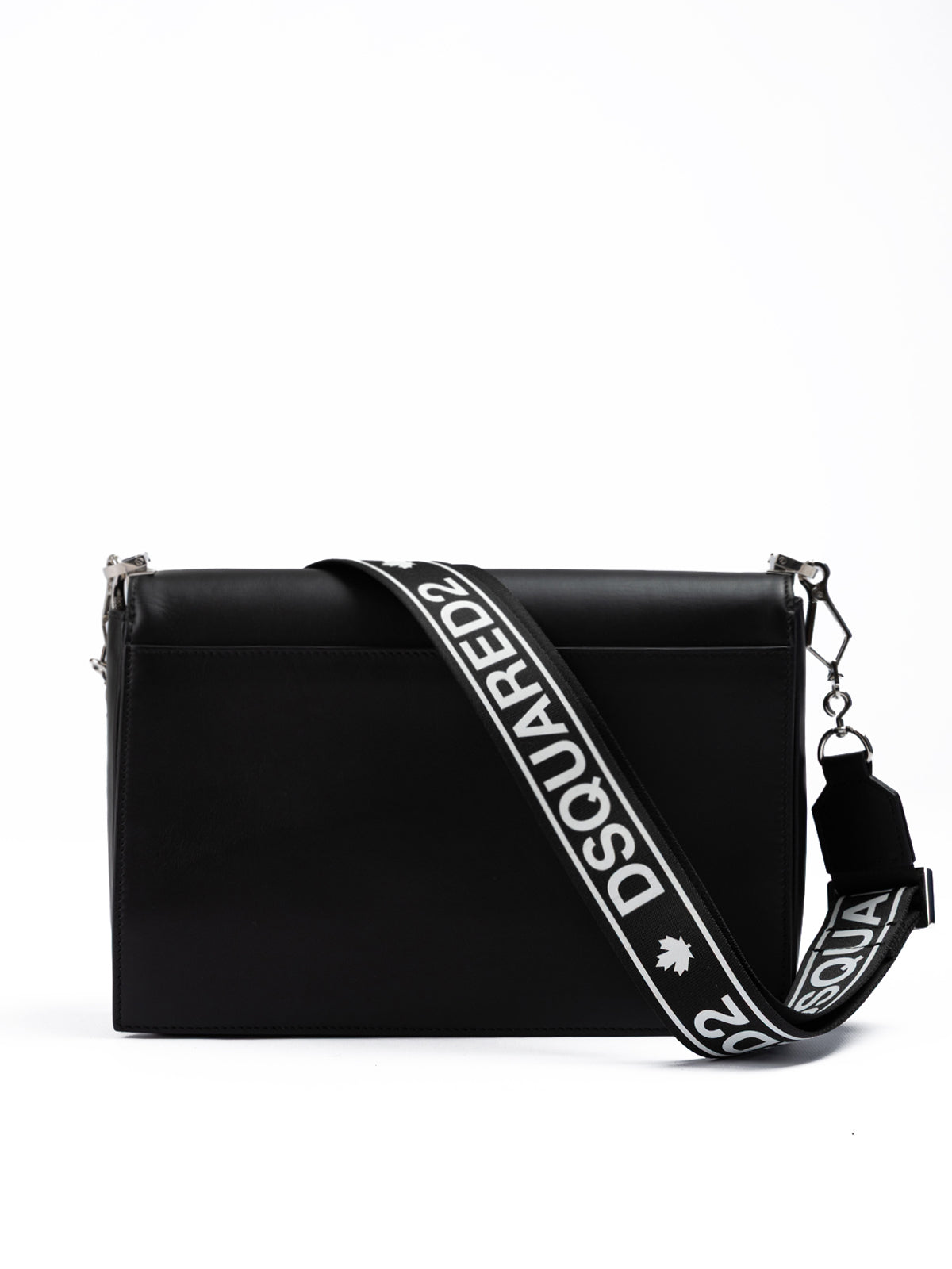 Dsquared² Black Leather Messenger Bag