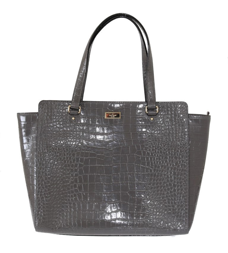 Kate Spade New York Elissa Bristol Drive Croc - Embossed Tote – Deep Graphite