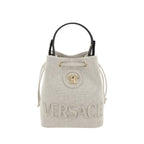 Versace White Fabric Backet Bag
